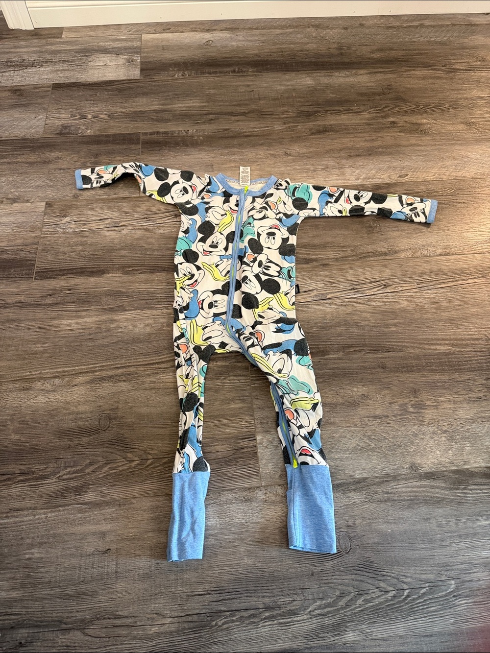 Bonds Mickey Mouse Print Kids One-Piece Pajamas in Multi-Color